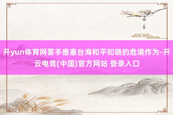 开yun体育网罢手壅塞台海和平知晓的危境作为-开云电竞(中国)官方网站 登录入口