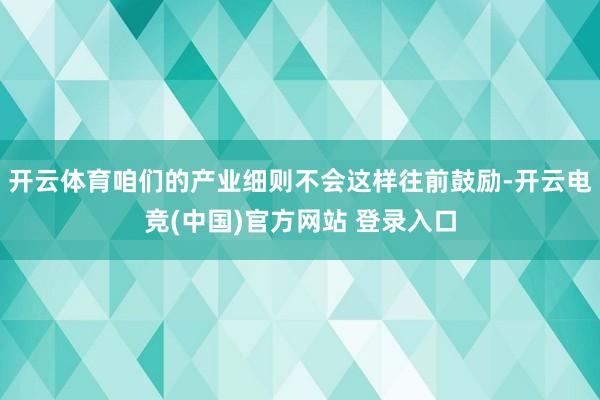 开云体育咱们的产业细则不会这样往前鼓励-开云电竞(中国)官方网站 登录入口