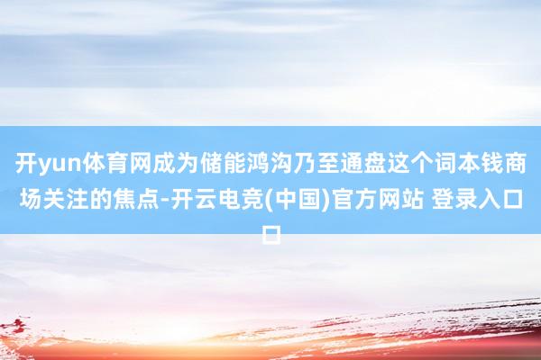 开yun体育网成为储能鸿沟乃至通盘这个词本钱商场关注的焦点-开云电竞(中国)官方网站 登录入口