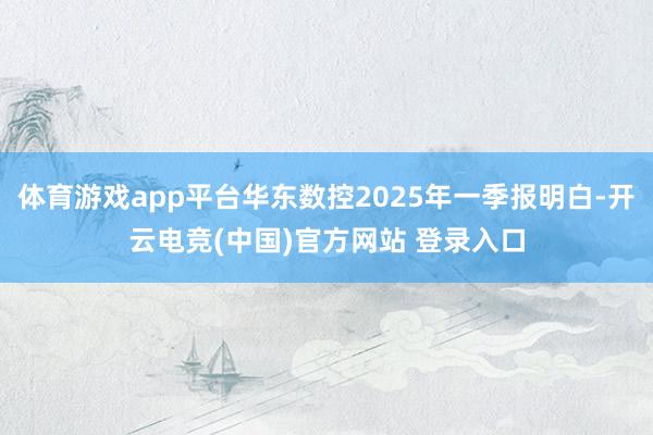 体育游戏app平台华东数控2025年一季报明白-开云电竞(中国)官方网站 登录入口