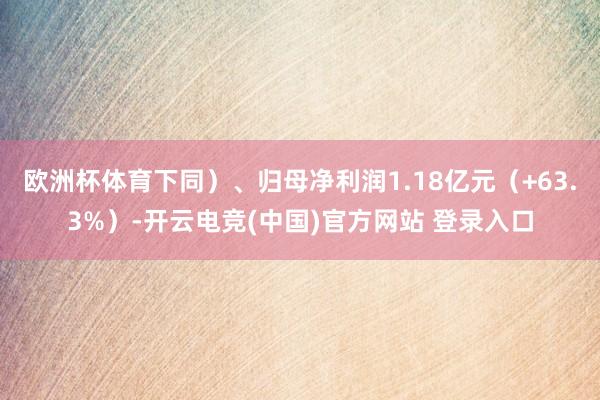 欧洲杯体育下同）、归母净利润1.18亿元（+63.3%）-开云电竞(中国)官方网站 登录入口