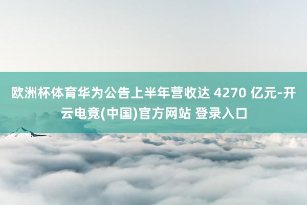 欧洲杯体育华为公告上半年营收达 4270 亿元-开云电竞(中国)官方网站 登录入口