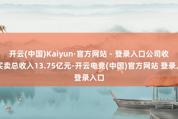 开云(中国)Kaiyun·官方网站 - 登录入口公司收场买卖总收入13.75亿元-开云电竞(中国)官方网站 登录入口
