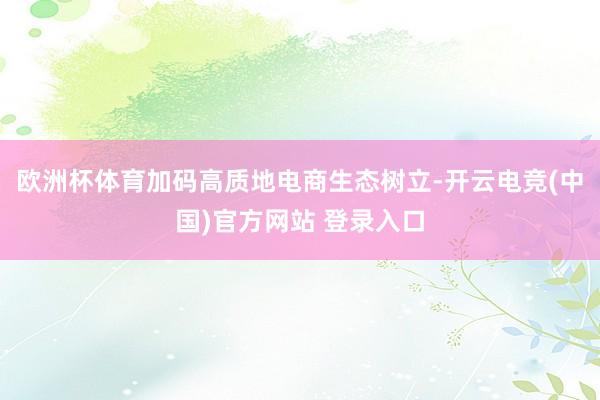 欧洲杯体育加码高质地电商生态树立-开云电竞(中国)官方网站 登录入口