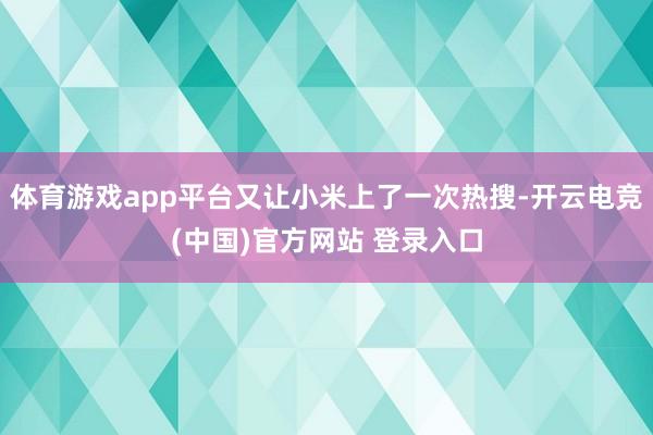 体育游戏app平台又让小米上了一次热搜-开云电竞(中国)官方网站 登录入口